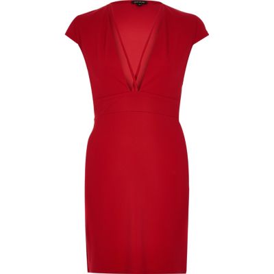 Red strappy plunge dress